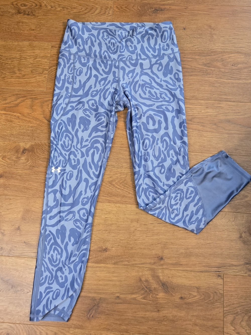 Under Armour HeatGear Compression Leggings Women's Medium Blue Print Activewear